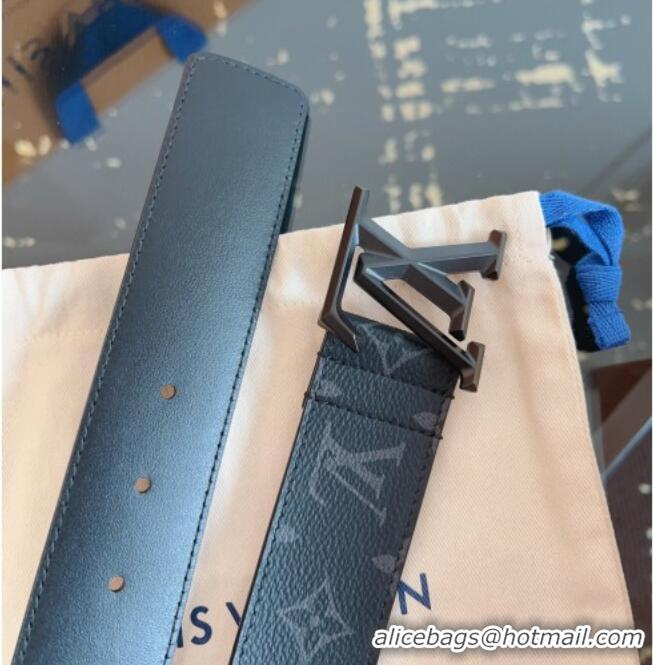 Top Design Louis Vuitton Monogram Canvas and Leather Belt 4cm with LV Buckle LV031604 All Black 2026