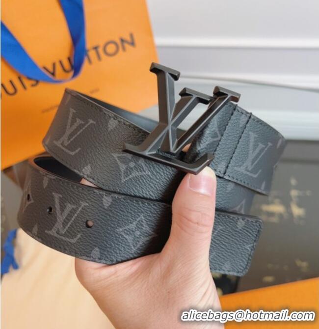 Top Design Louis Vuitton Monogram Canvas and Leather Belt 4cm with LV Buckle LV031604 All Black 2026