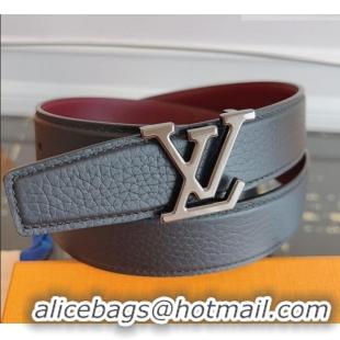Low Cost Louis Vuitton Grained Leather Belt 3.5cm with LV Buckle LV031605 Black/Silver 2026