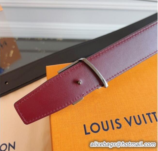 Low Cost Louis Vuitton Grained Leather Belt 3.5cm with LV Buckle LV031605 Black/Silver 2026