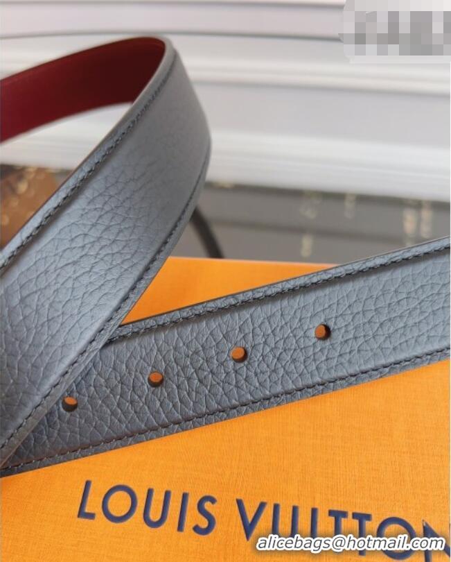 Low Cost Louis Vuitton Grained Leather Belt 3.5cm with LV Buckle LV031605 Black/Silver 2026