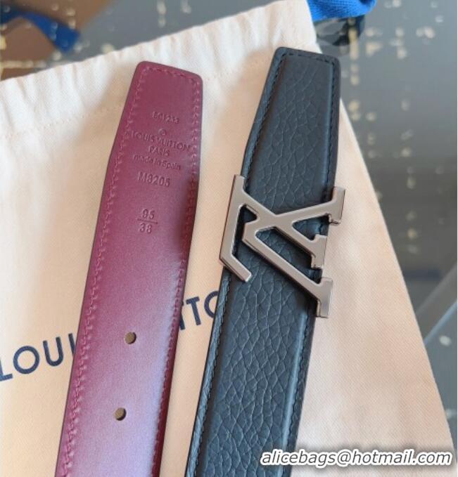Low Cost Louis Vuitton Grained Leather Belt 3.5cm with LV Buckle LV031605 Black/Silver 2026