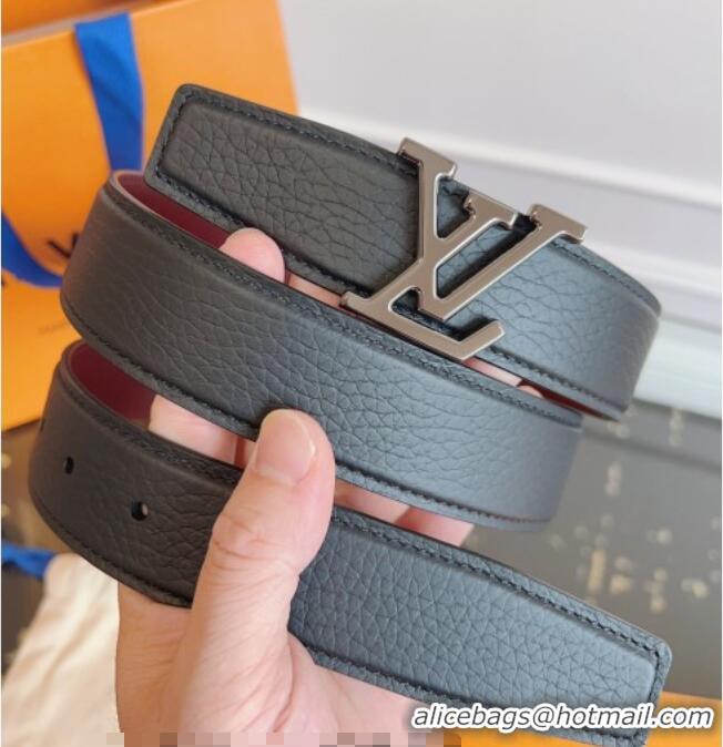 Low Cost Louis Vuitton Grained Leather Belt 3.5cm with LV Buckle LV031605 Black/Silver 2026