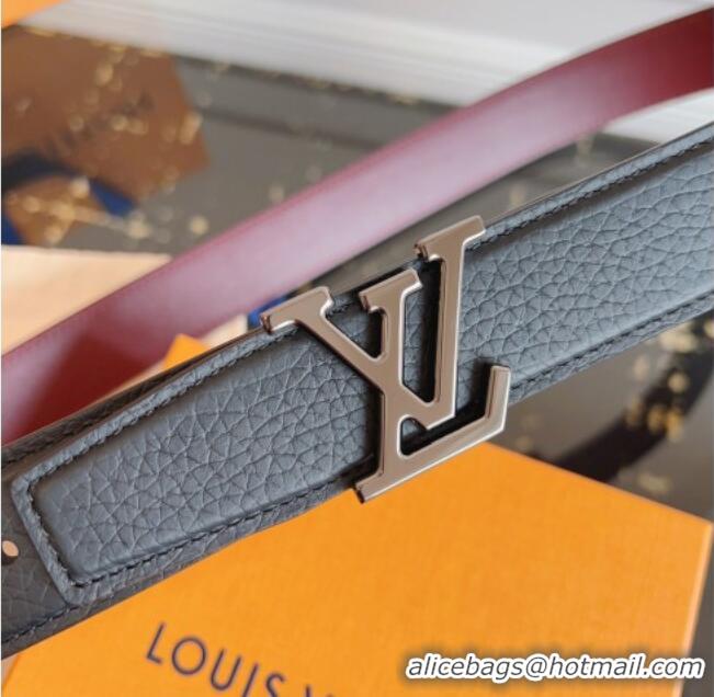 Low Cost Louis Vuitton Grained Leather Belt 3.5cm with LV Buckle LV031605 Black/Silver 2026