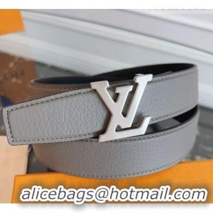 Good Taste Louis Vuitton Grained Leather Belt 3.5cm with LV Buckle LV031605 Grey 2026