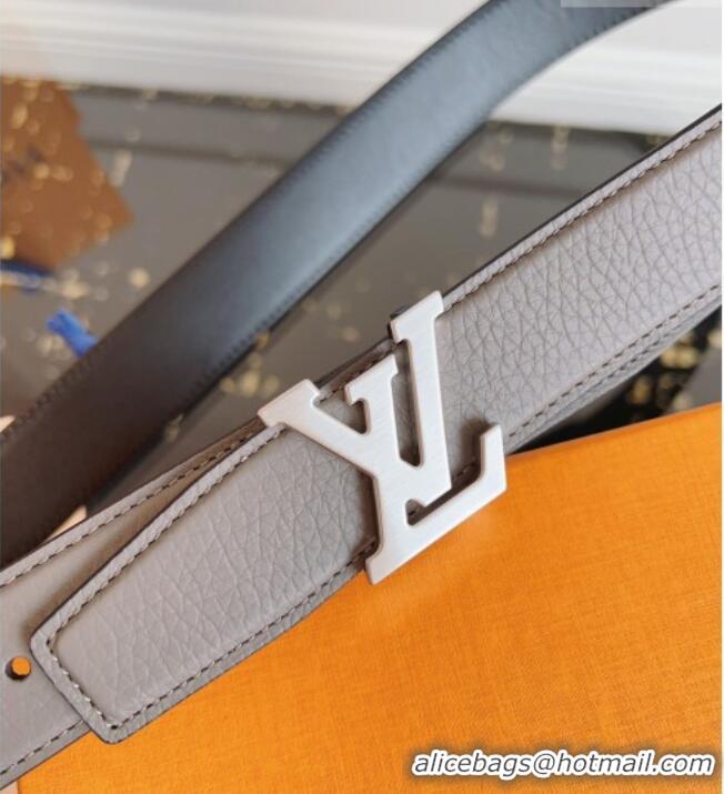 Good Taste Louis Vuitton Grained Leather Belt 3.5cm with LV Buckle LV031605 Grey 2026