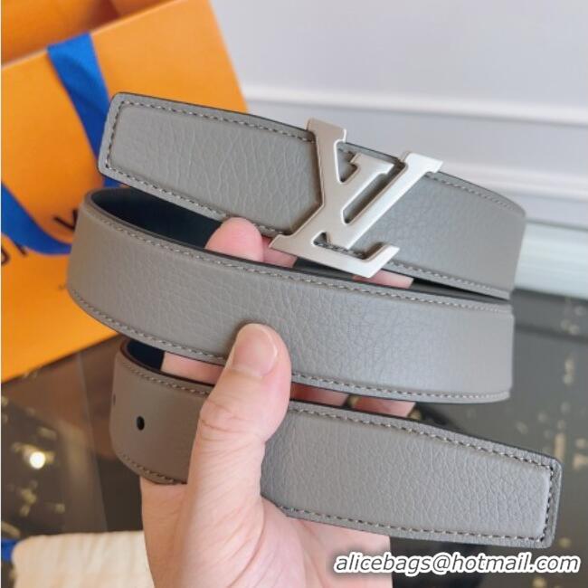Good Taste Louis Vuitton Grained Leather Belt 3.5cm with LV Buckle LV031605 Grey 2026