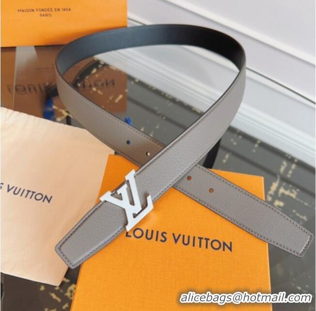 Good Taste Louis Vuitton Grained Leather Belt 3.5cm with LV Buckle LV031605 Grey 2026