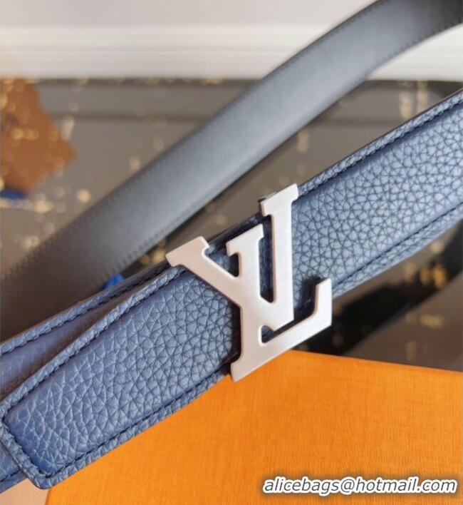 Good Looking Louis Vuitton Grained Leather Belt 3.5cm with LV Buckle LV031605 Blue 2026