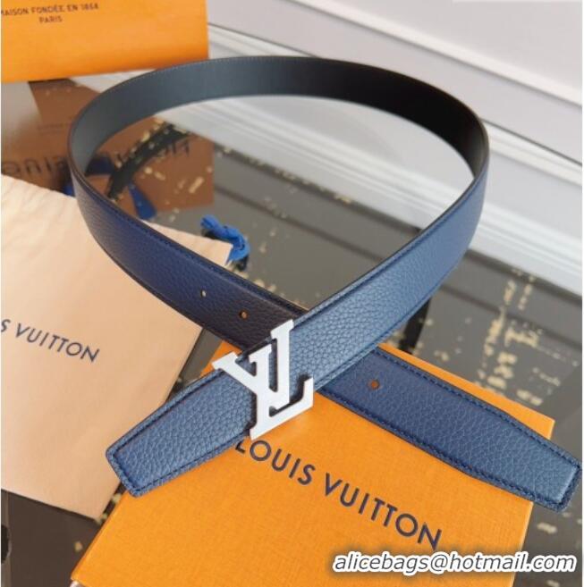 Good Looking Louis Vuitton Grained Leather Belt 3.5cm with LV Buckle LV031605 Blue 2026