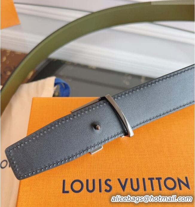 Buy Discount Louis Vuitton Grained Leather Belt 3.5cm with LV Buckle LV031605 Green 2026