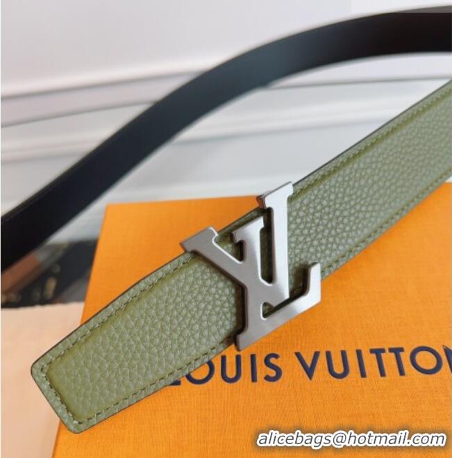 Buy Discount Louis Vuitton Grained Leather Belt 3.5cm with LV Buckle LV031605 Green 2026