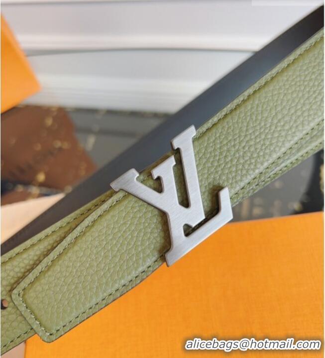 Buy Discount Louis Vuitton Grained Leather Belt 3.5cm with LV Buckle LV031605 Green 2026