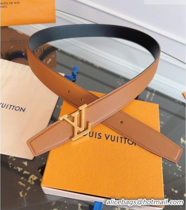 Shop Best Louis Vuitton Grained Leather Belt 3.5cm with LV Buckle LV031605 Brown 2026
