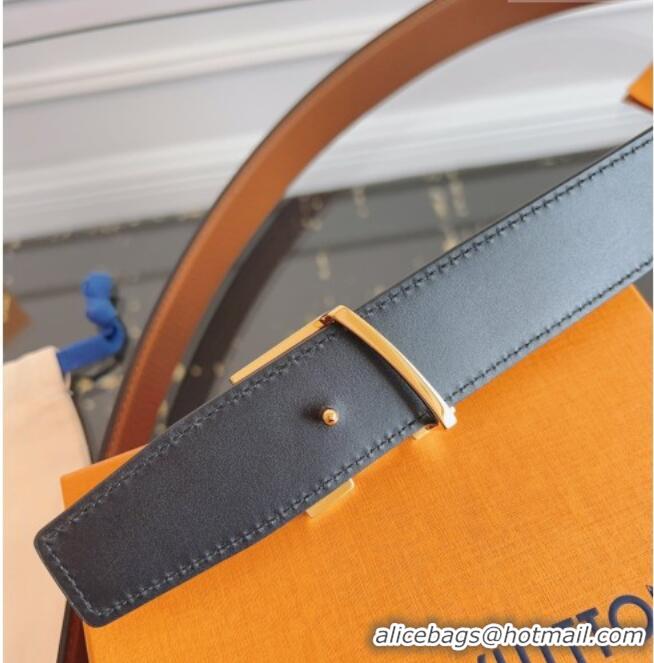 Shop Best Louis Vuitton Grained Leather Belt 3.5cm with LV Buckle LV031605 Brown 2026