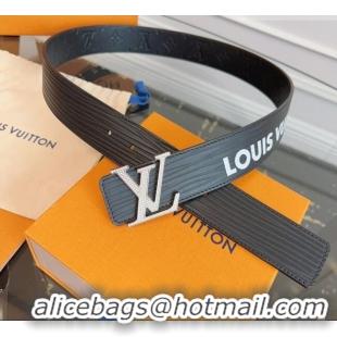Pretty Style Louis Vuitton Embossed Leather Belt 4cm with LV Buckle LV031606 Black/Strass 2026