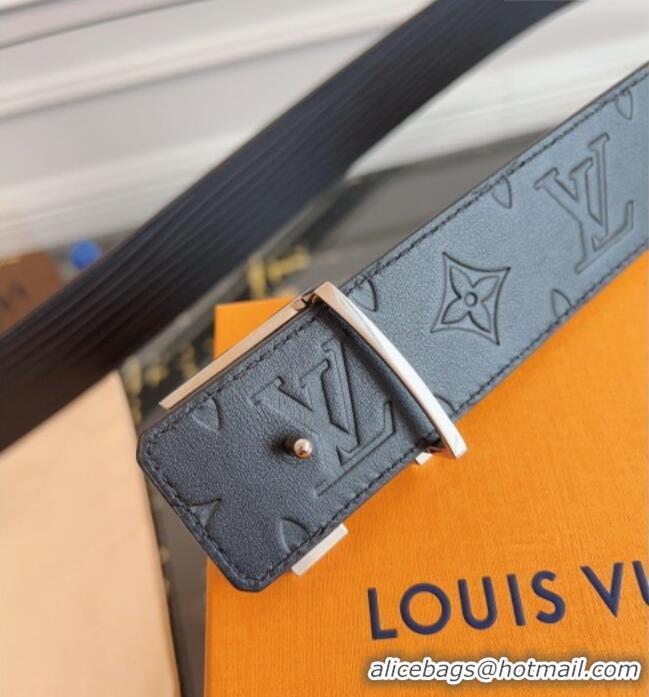 Pretty Style Louis Vuitton Embossed Leather Belt 4cm with LV Buckle LV031606 Black/Strass 2026