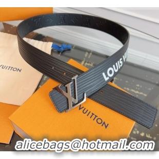 Grade Quality Louis Vuitton Embossed Leather Belt 4cm with LV Buckle LV031606 Black/Silver 2026