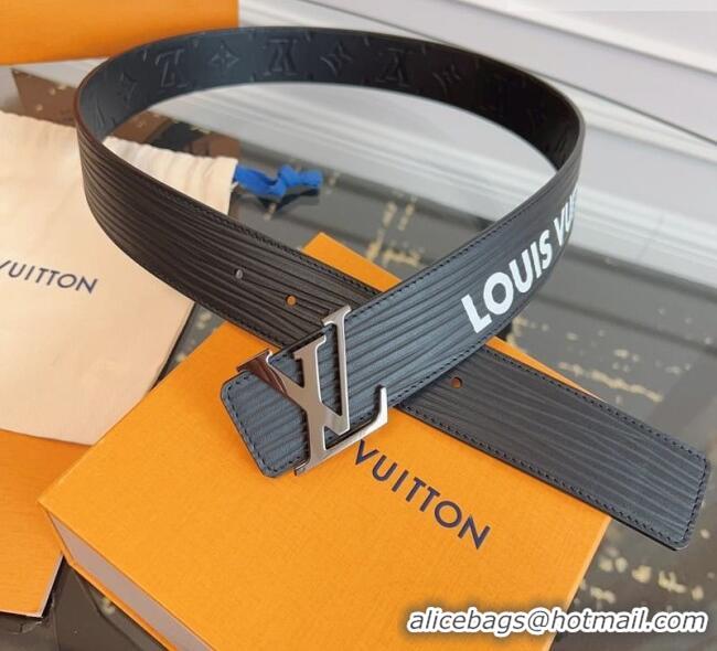 Grade Quality Louis Vuitton Embossed Leather Belt 4cm with LV Buckle LV031606 Black/Silver 2026