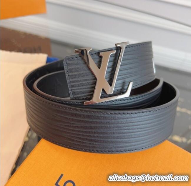 Grade Quality Louis Vuitton Embossed Leather Belt 4cm with LV Buckle LV031606 Black/Silver 2026