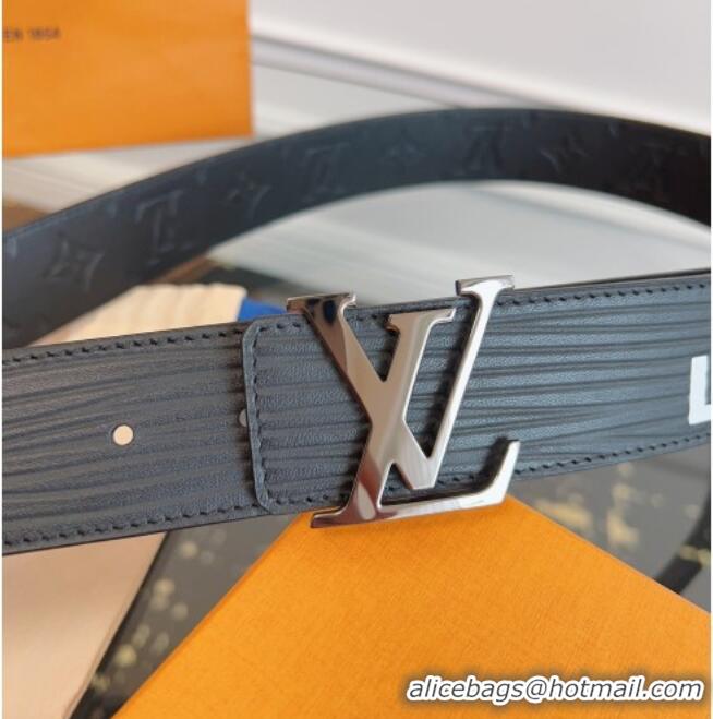 Grade Quality Louis Vuitton Embossed Leather Belt 4cm with LV Buckle LV031606 Black/Silver 2026
