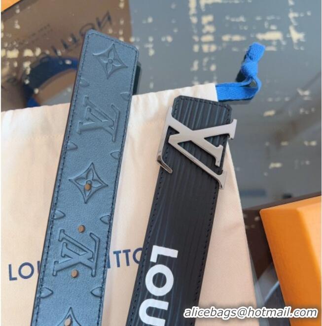 Grade Quality Louis Vuitton Embossed Leather Belt 4cm with LV Buckle LV031606 Black/Silver 2026
