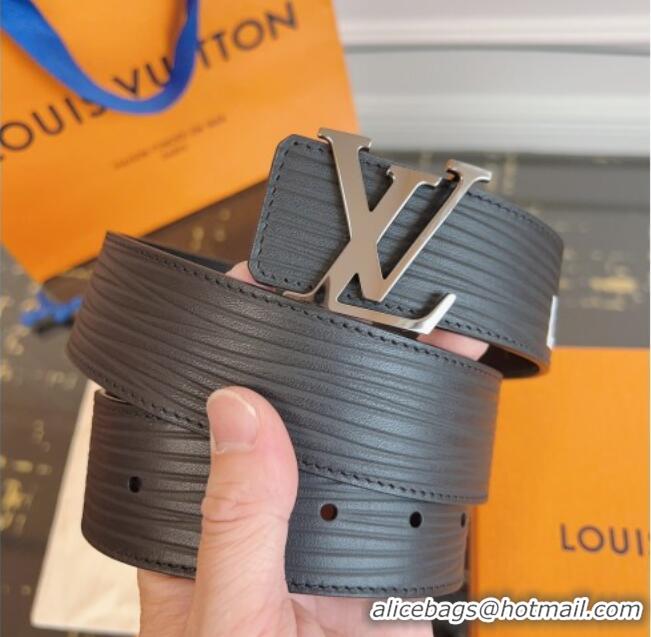 Grade Quality Louis Vuitton Embossed Leather Belt 4cm with LV Buckle LV031606 Black/Silver 2026