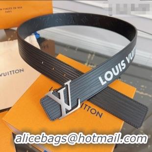 Cheapest Louis Vuitton Embossed Leather Belt 4cm with LV Buckle LV031606 Black 2026