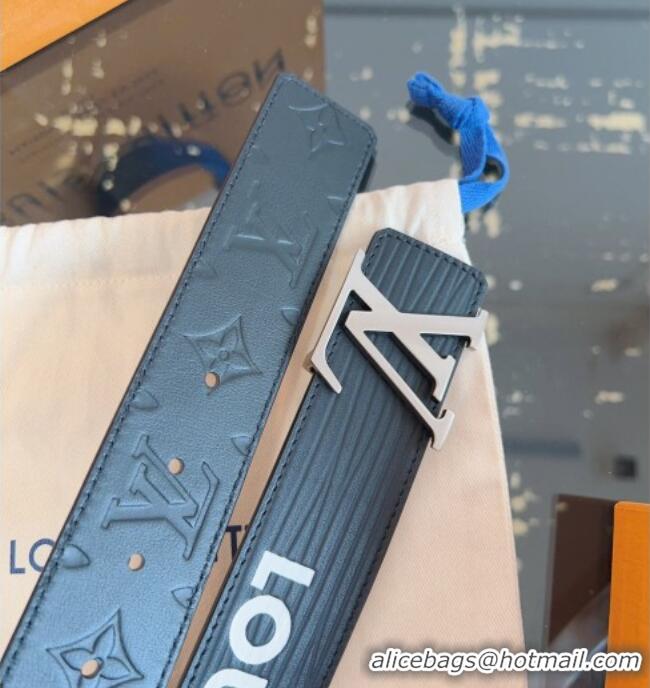 Cheapest Louis Vuitton Embossed Leather Belt 4cm with LV Buckle LV031606 Black 2026