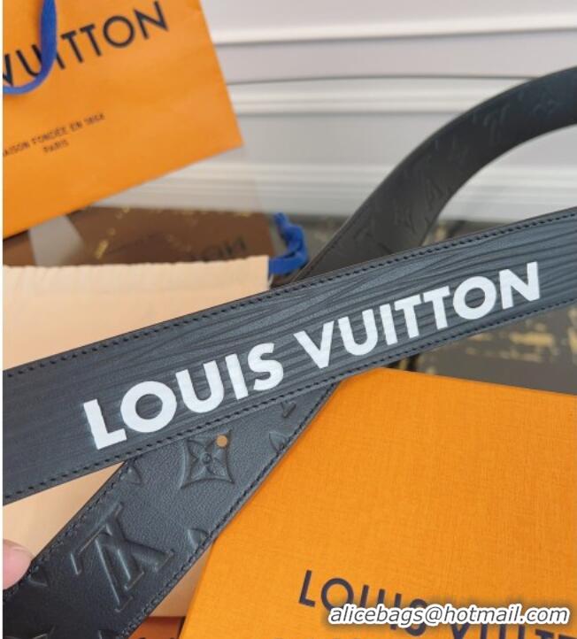 Cheapest Louis Vuitton Embossed Leather Belt 4cm with LV Buckle LV031606 Black 2026