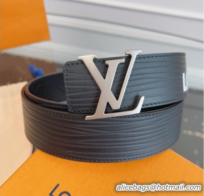 Cheapest Louis Vuitton Embossed Leather Belt 4cm with LV Buckle LV031606 Black 2026