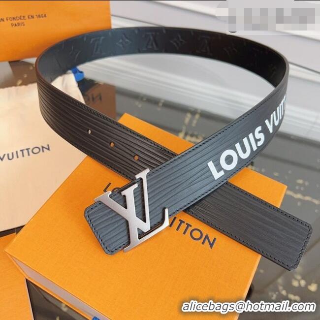 Cheapest Louis Vuitton Embossed Leather Belt 4cm with LV Buckle LV031606 Black 2026