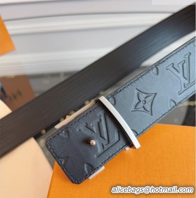 Cheapest Louis Vuitton Embossed Leather Belt 4cm with LV Buckle LV031606 Black 2026
