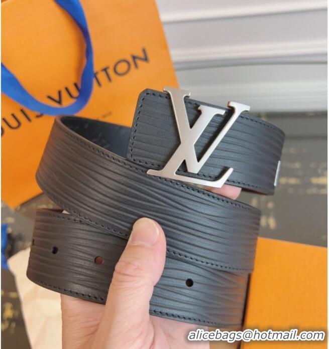 Cheapest Louis Vuitton Embossed Leather Belt 4cm with LV Buckle LV031606 Black 2026