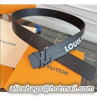High Quality Louis Vuitton Embossed Leather Belt 4cm with LV Buckle LV031606 Black/White 2026