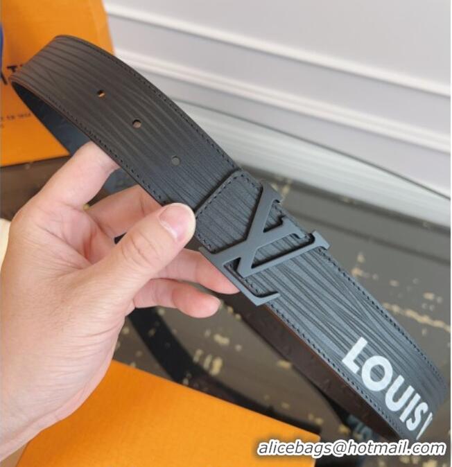 High Quality Louis Vuitton Embossed Leather Belt 4cm with LV Buckle LV031606 Black/White 2026
