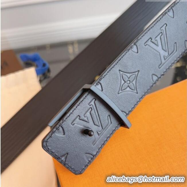 High Quality Louis Vuitton Embossed Leather Belt 4cm with LV Buckle LV031606 Black/White 2026