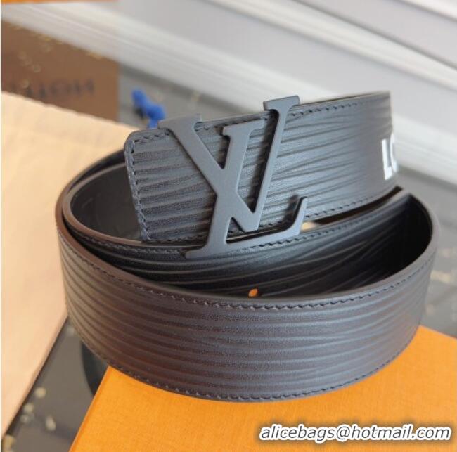 High Quality Louis Vuitton Embossed Leather Belt 4cm with LV Buckle LV031606 Black/White 2026
