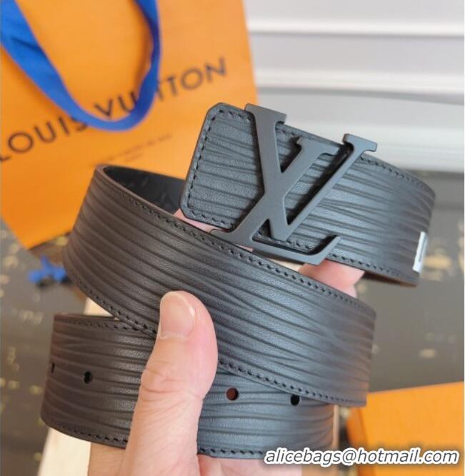 High Quality Louis Vuitton Embossed Leather Belt 4cm with LV Buckle LV031606 Black/White 2026