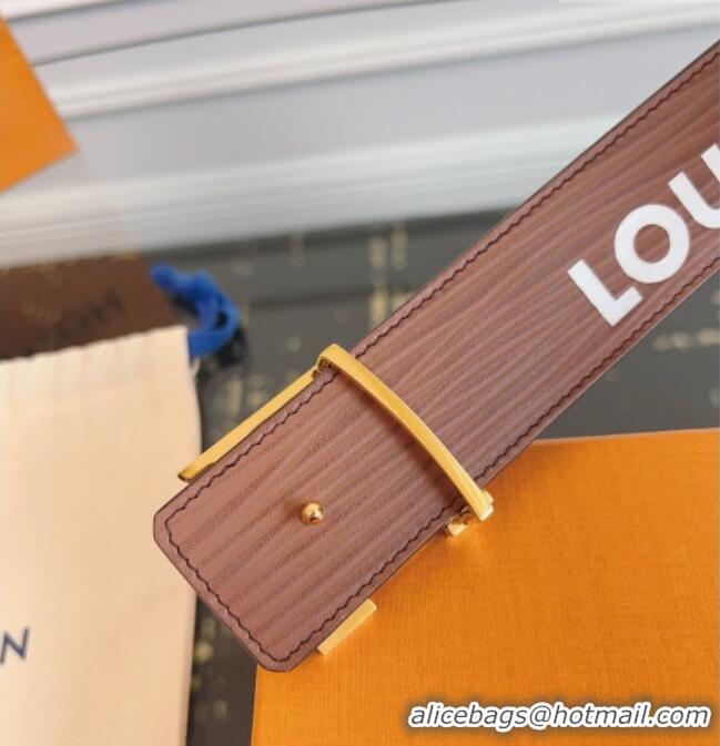 Buy Discount Louis Vuitton Embossed Leather Belt 4cm with LV Buckle LV031606 Brown/Strass 2026