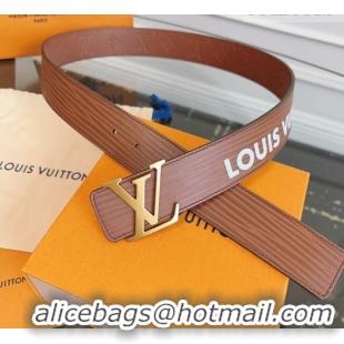 Grade Quality Louis Vuitton Embossed Leather Belt 4cm with LV Buckle LV031606 Brown/Gold 2026