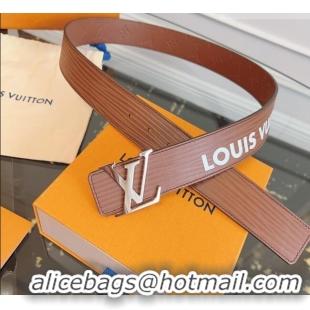 Market Sells Louis Vuitton Embossed Leather Belt 4cm with LV Buckle LV031606 Brown/Silver 2026