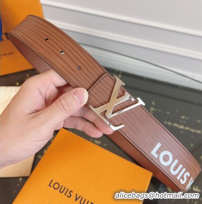 Market Sells Louis Vuitton Embossed Leather Belt 4cm with LV Buckle LV031606 Brown/Silver 2026
