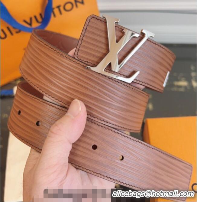 Market Sells Louis Vuitton Embossed Leather Belt 4cm with LV Buckle LV031606 Brown/Silver 2026