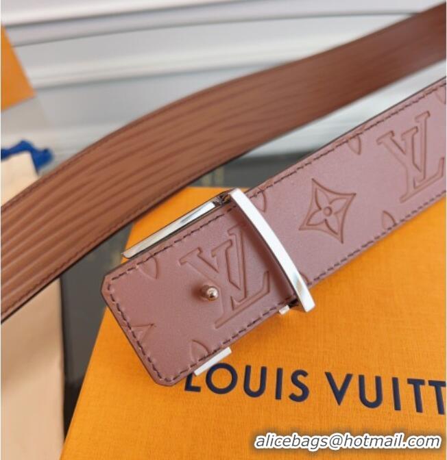 Market Sells Louis Vuitton Embossed Leather Belt 4cm with LV Buckle LV031606 Brown/Silver 2026