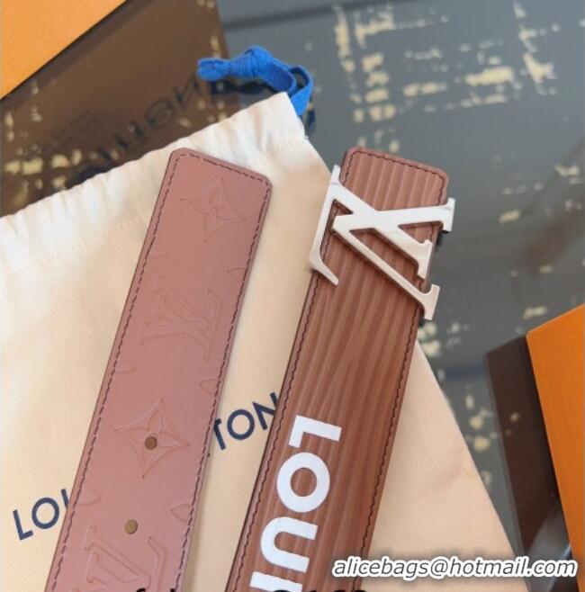 Market Sells Louis Vuitton Embossed Leather Belt 4cm with LV Buckle LV031606 Brown/Silver 2026