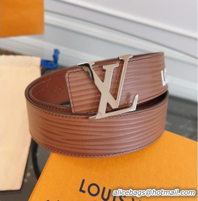 Market Sells Louis Vuitton Embossed Leather Belt 4cm with LV Buckle LV031606 Brown/Silver 2026