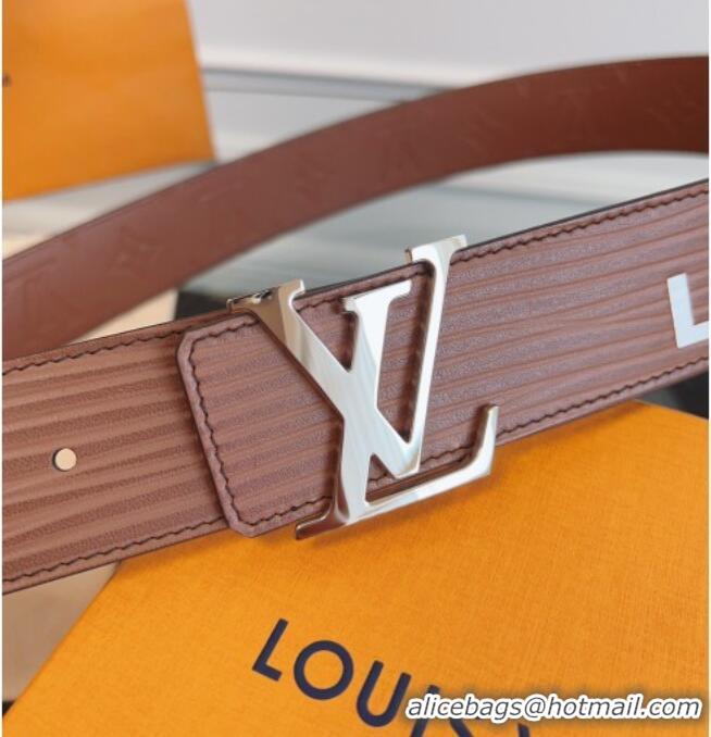Market Sells Louis Vuitton Embossed Leather Belt 4cm with LV Buckle LV031606 Brown/Silver 2026