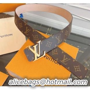 Modern Classic Louis Vuitton Monogram Canvas and Suede Belt 4cm with LV Buckle LV031607 Brown/Shiny Gold 2026