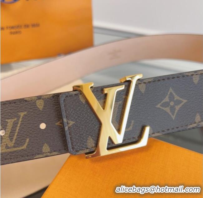 Modern Classic Louis Vuitton Monogram Canvas and Suede Belt 4cm with LV Buckle LV031607 Brown/Shiny Gold 2026